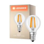 Ledvance Classic LED E14 Pera Filamento Chiara 4.2W 470lm - 927 Bianco Molto Caldo | Miglior resa cromatica - Dimmerabile - Sostitua 40W