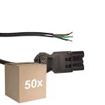 Confezione Multipack 50x Noxion GST - Compatibile Cavo di alimentazione Nero - Maschio + Estremità aperte - 3m - 3 pole 0,75mm2