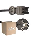 Confezione Multipack 50x Noxion GST-Compatibile Cavo di alimentazione - Femmina + Schuko Europlug - Nero 1.5m - 3 pole 0.75mm2